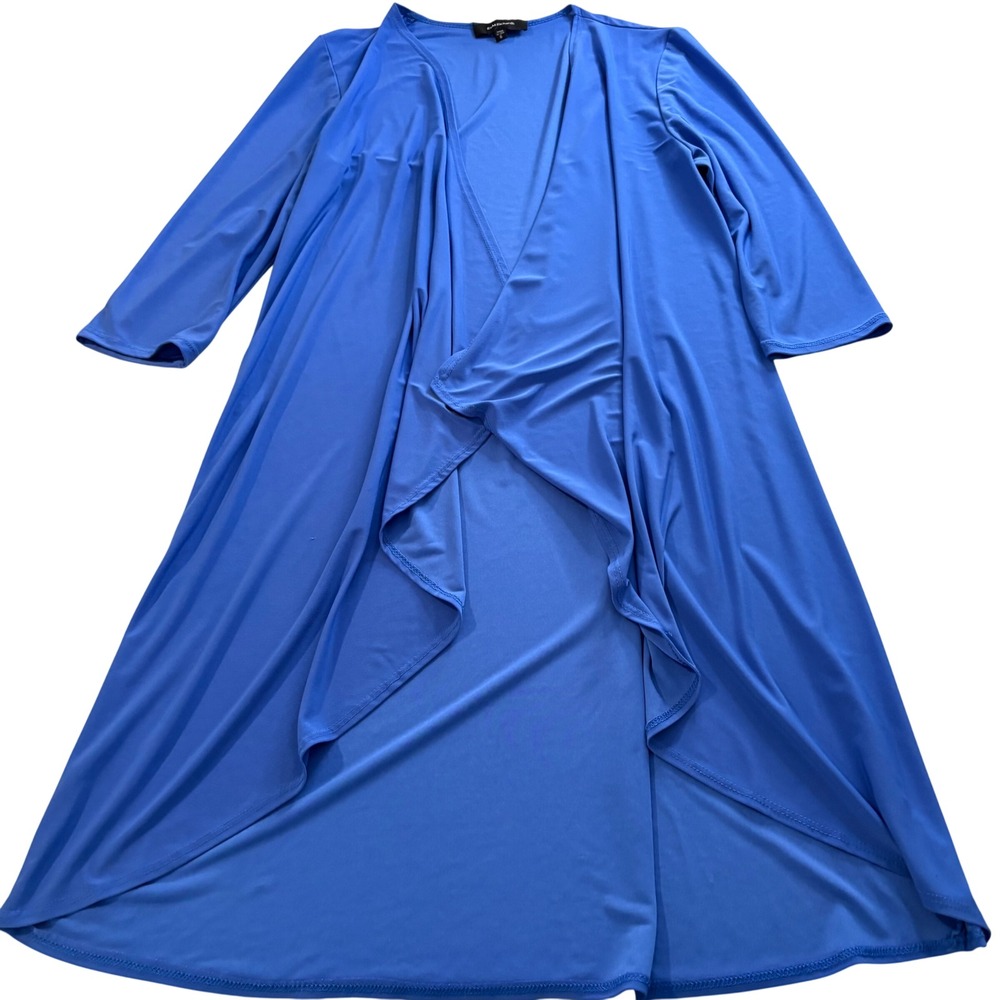 R&M Richards‎ Womens Royal Blue Open Front Waterfall Cardigan Duster Size 6 USA